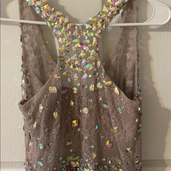 Short Iridescent Sparkle Purple Homecoming Dress - Picture 4 of 5